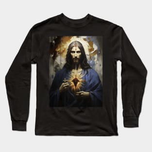 Jesus Christ with heart in the middle Long Sleeve T-Shirt